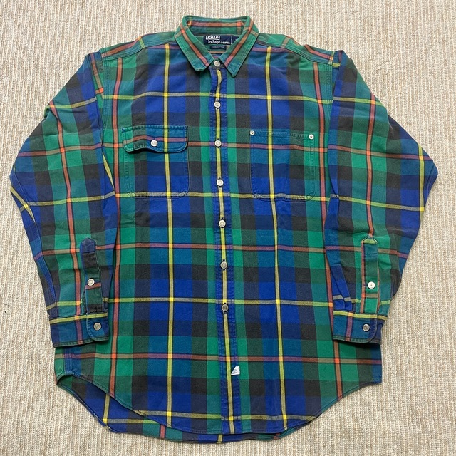 #RALPH LAUREN FLANNEL CHECK WORK SHIRT 1990'S OLD