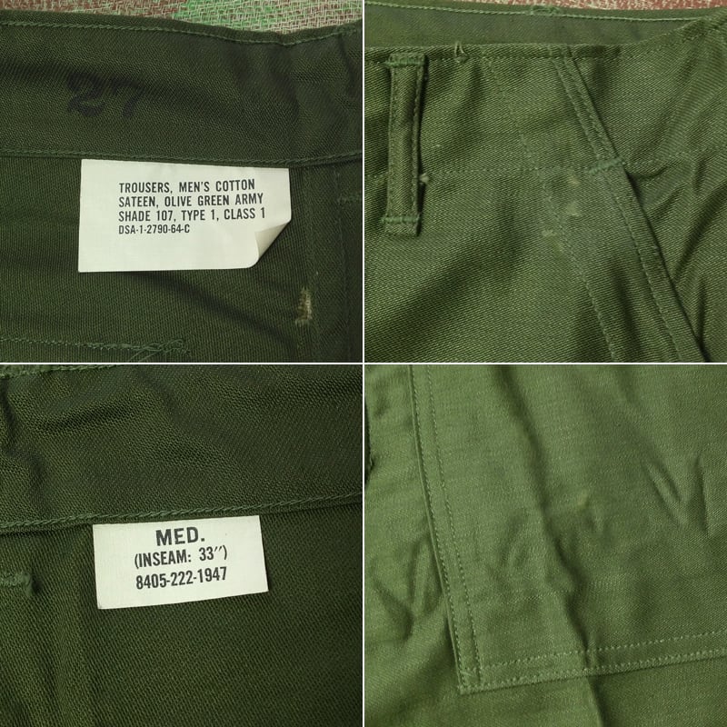 s U.S.ARMY OG Cotton Sateen Trousers M DEAD STOCK