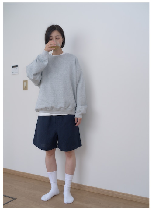 awasa" スーピマエイジングコットン クルーネック スウェット( heather grey )"