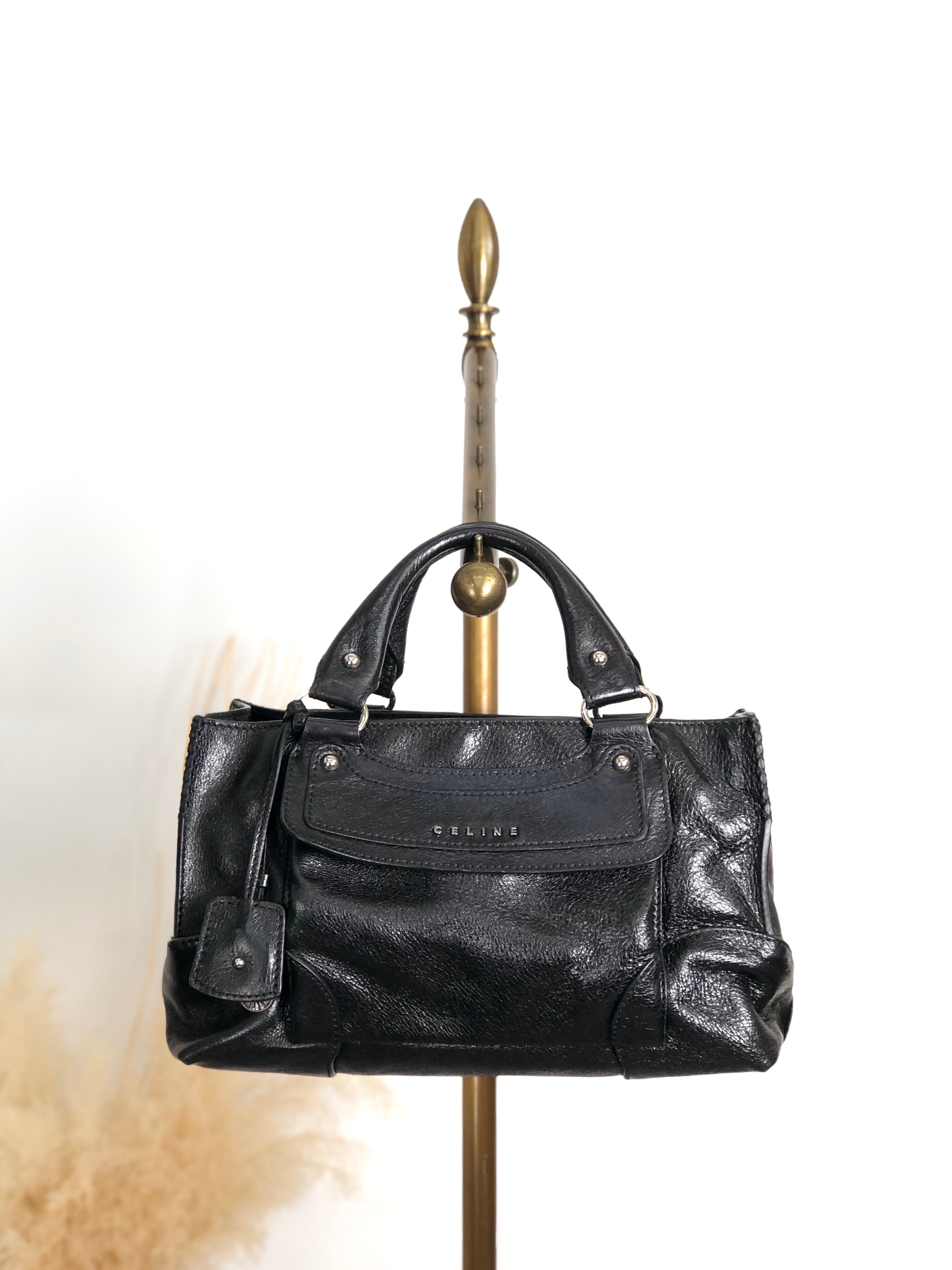 CELINE セリーヌ ハンドバッグ ブラック 馬車モチーフ レザー ブギーバッグ vintage ヴィンテージ オールド 6m8meh