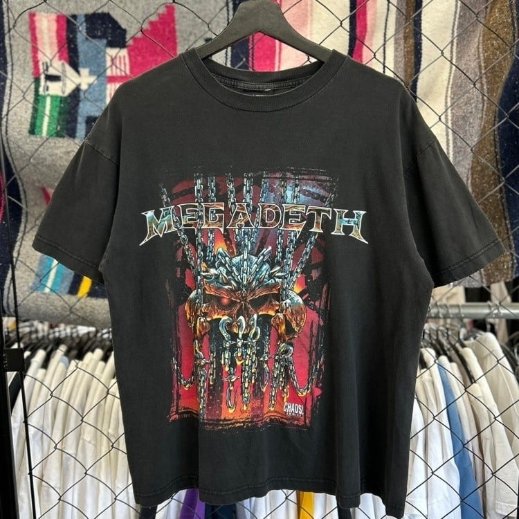 90s MEGADETH バンドTシャツ ヘヴィメタル ツアーT スカル プリント L