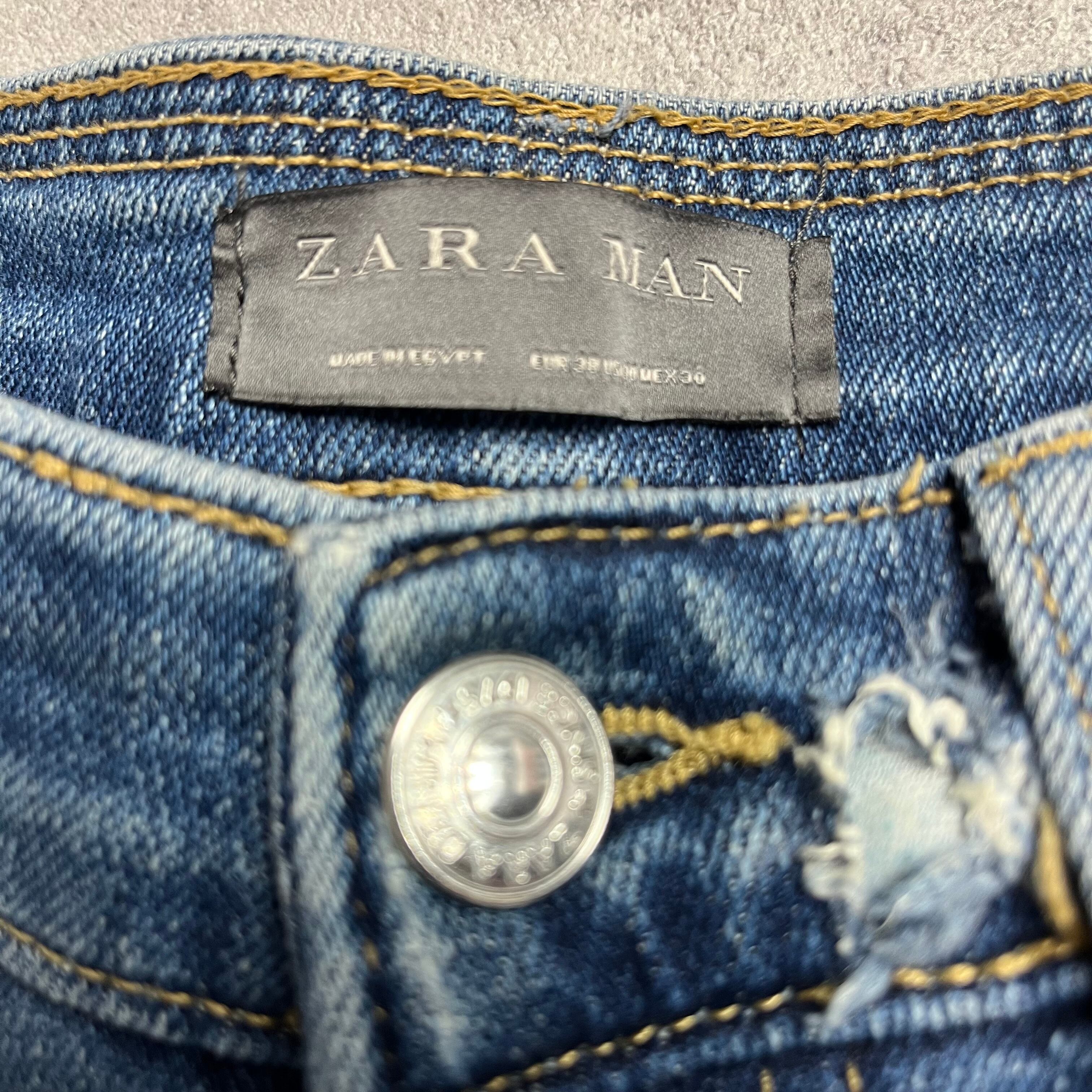 ザラ マン ZARA MAN ダメージ加工 スキニー カットオフ デニム パンツ