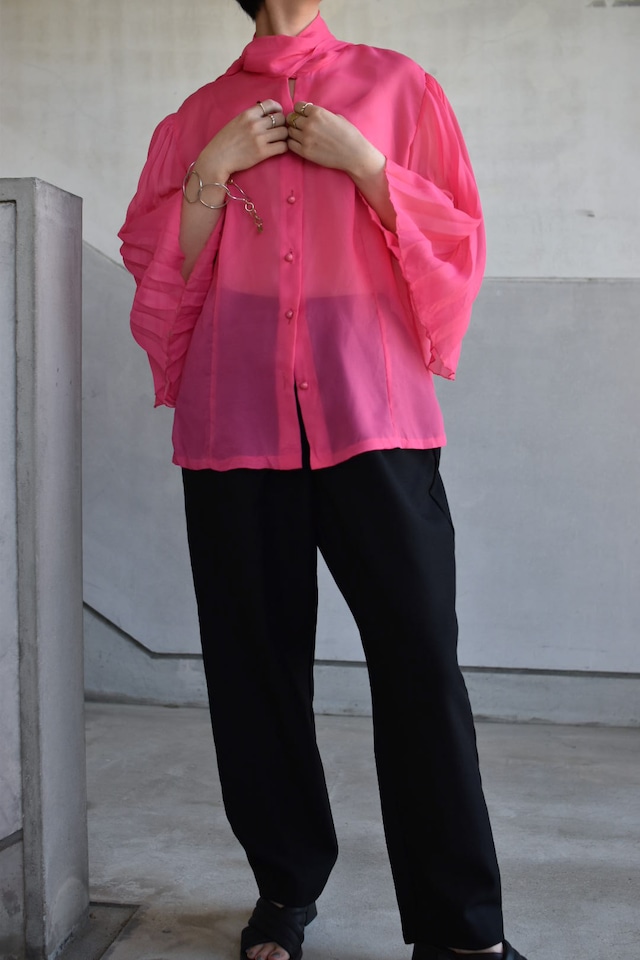 1970-80s  sheer bowtie blouse