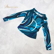 社交ダンス 衣装 トップス ブラウス グリーン系 チャコットロイヤルダンス Chacott ROYAL DANCE 日本製 練習 レッスン 伸縮 ストレッチ 緑 黒 青 長袖 上品 かわいい 落ち着いた色 パーティー イベント ブラック系 ブルー系