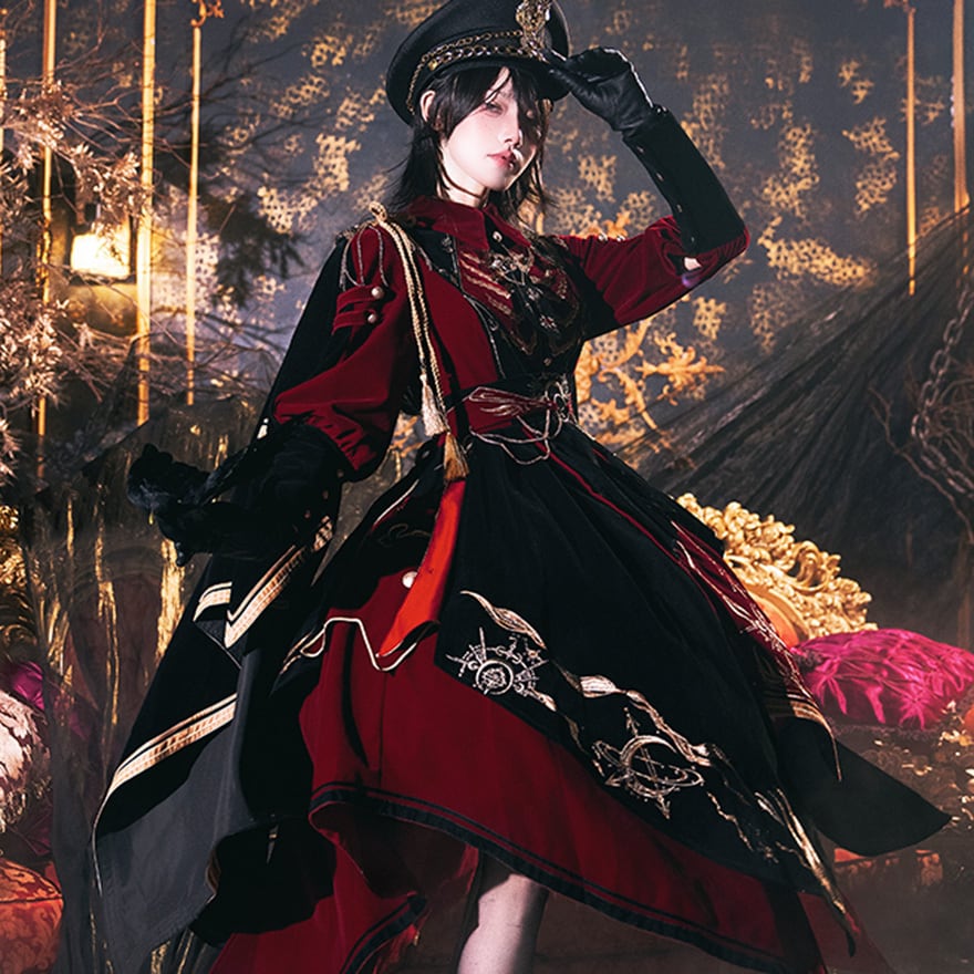予約商品 軍服ロリィタ 7点セット ケープ 帽子 肩章 コスチューム イベント コンカフェ衣装