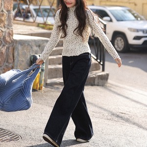 floral high-neck top　J00318