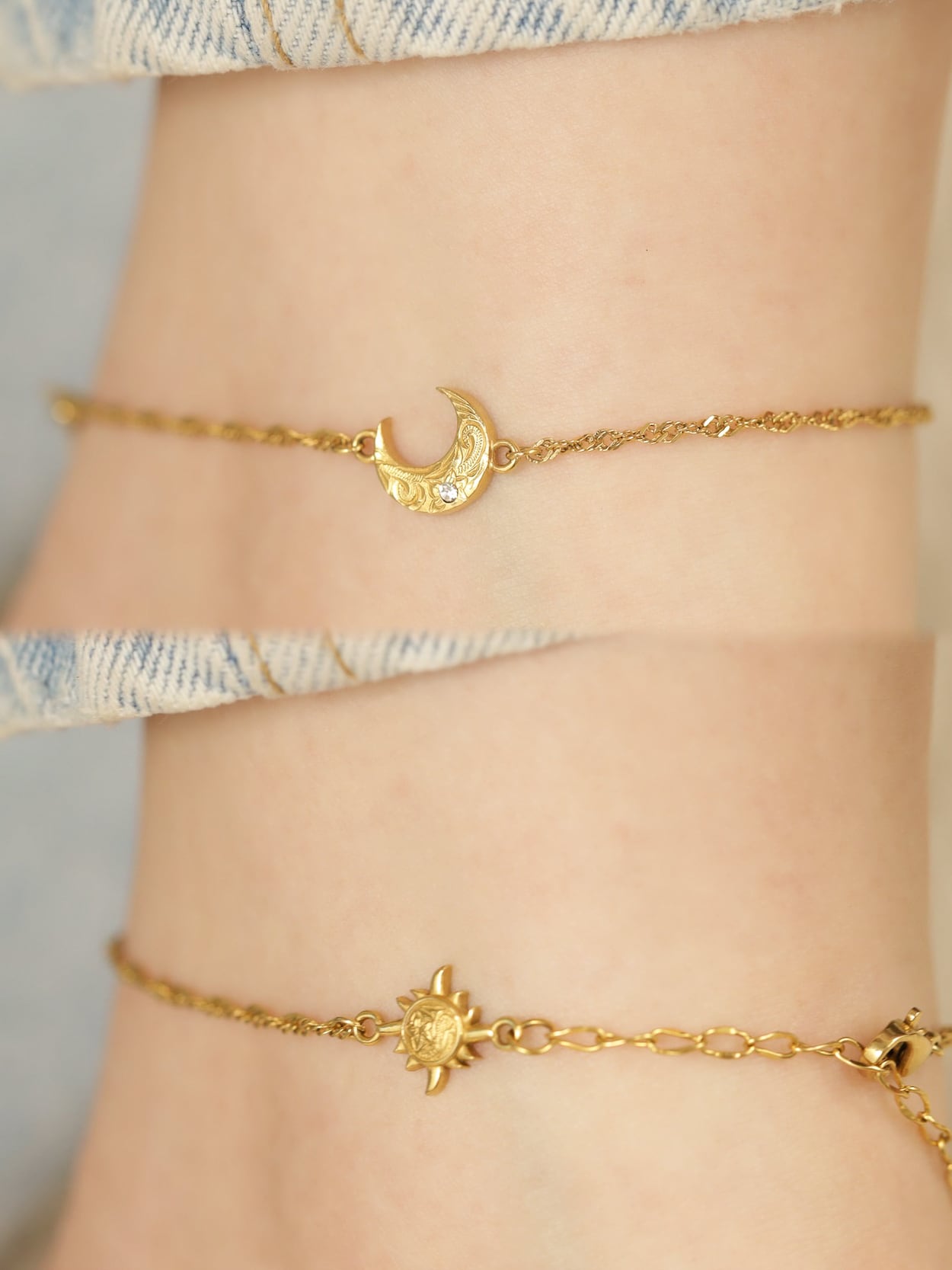 screw 】316L hawaiian sun & moon anklet #a19 | rani