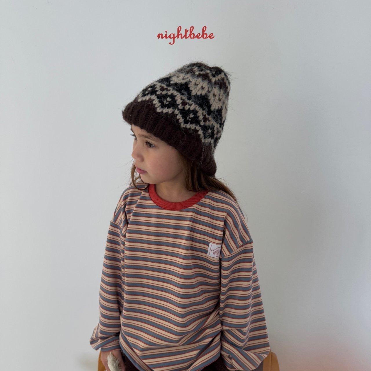 【Night bebe】ふわふわマルチボーダーT 90〜130cm レッド 2241118 - 6
