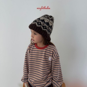 【Night bebe】ふわふわマルチボーダーT 90〜130cm レッド 2241118