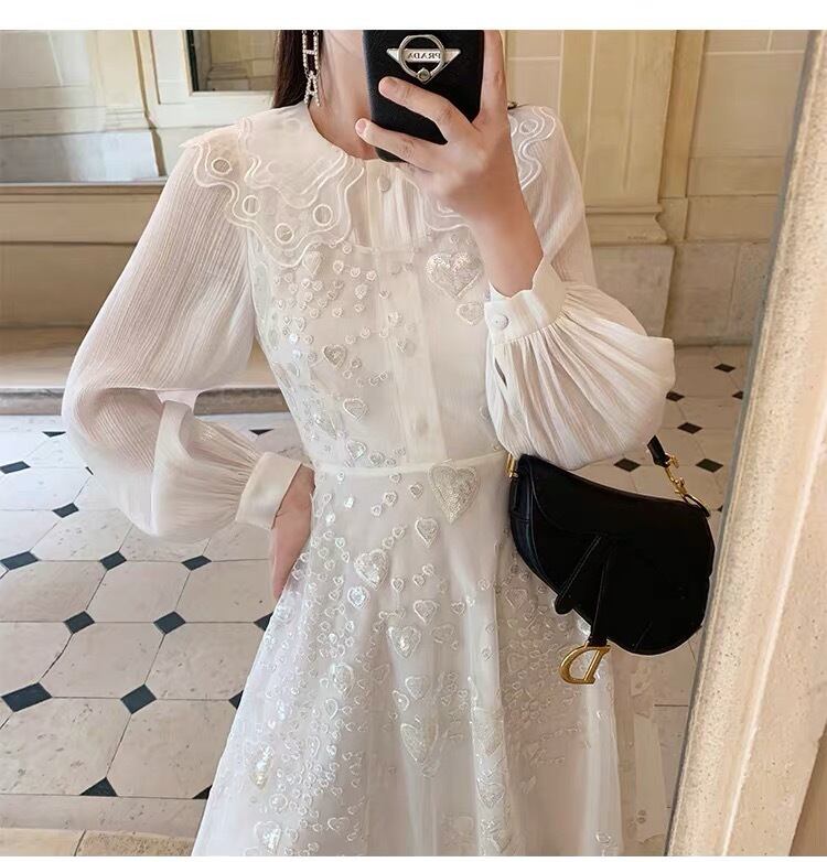 Elenzga ホワイト フレアスカート ドレス 人気ウェディングドレス 高品質 ホワイト フレアースカート上品