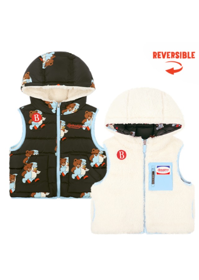 [BEBE DE PINO] All over teen friends baby reversible duck down vest 正規品 韓国ブランド 韓国ファッション 韓国代行 韓国通販 ベベドピノ bebedepino 日本 店舗 韓国 子供服