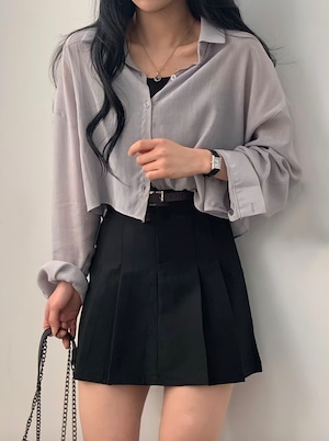 クレープ クロップド シアーシャツ