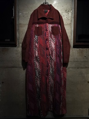 【Caka】"Special" "COOGI" 3D Knit × Suede Leather Swiching Vintage Loose Coat