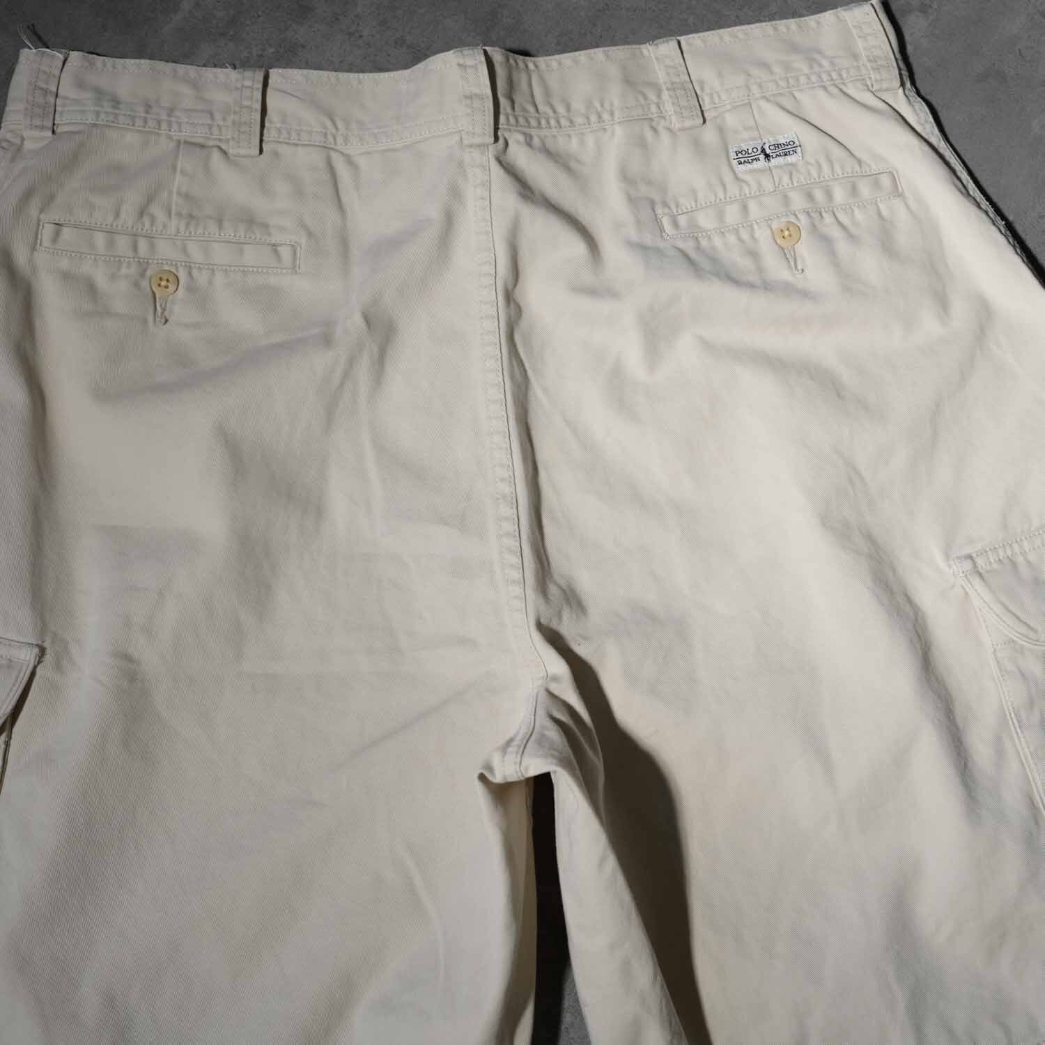 90s POLO Ralph Lauren Chino Cargo Shorts ivory 38 ポロ・ラルフ