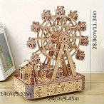 木製オルゴール 立体 パズル 観覧車型 3D ウッドパズル 組み立て おもちゃ DIY インテリア デスクトップ装飾 玄関装飾 リビング装飾 オブジェ