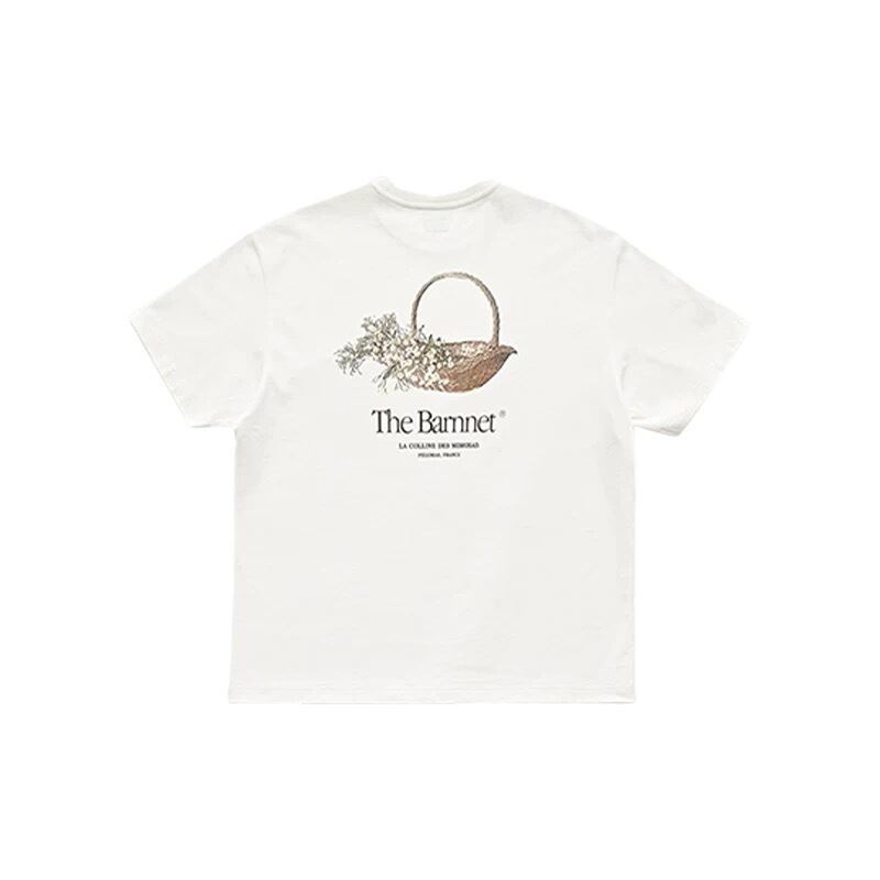 The Barnnet】White Flower Basket T-Shirt | in the mist