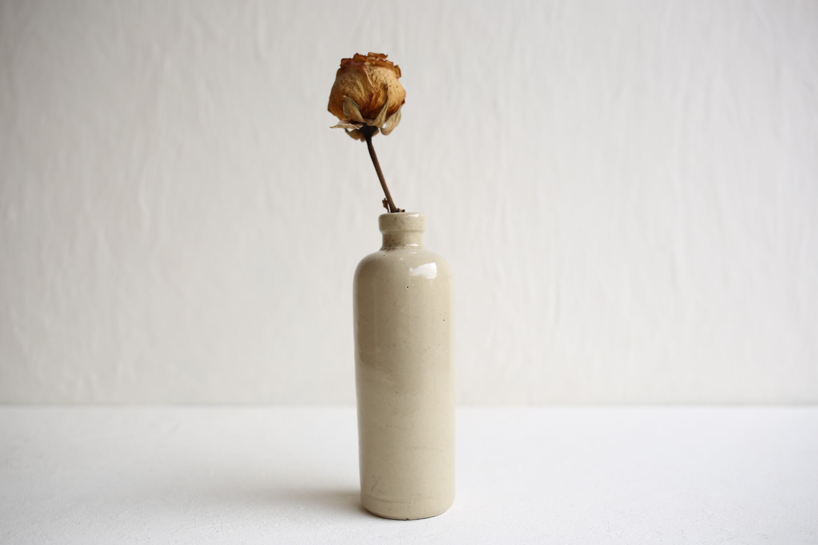フランス アンティーク ヴィンテージ 陶器製ボトル 無地 N-01795