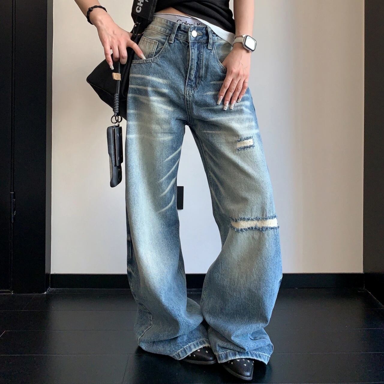 フェードクラッシュワイドフォルムデニムパンツ 1col R02700