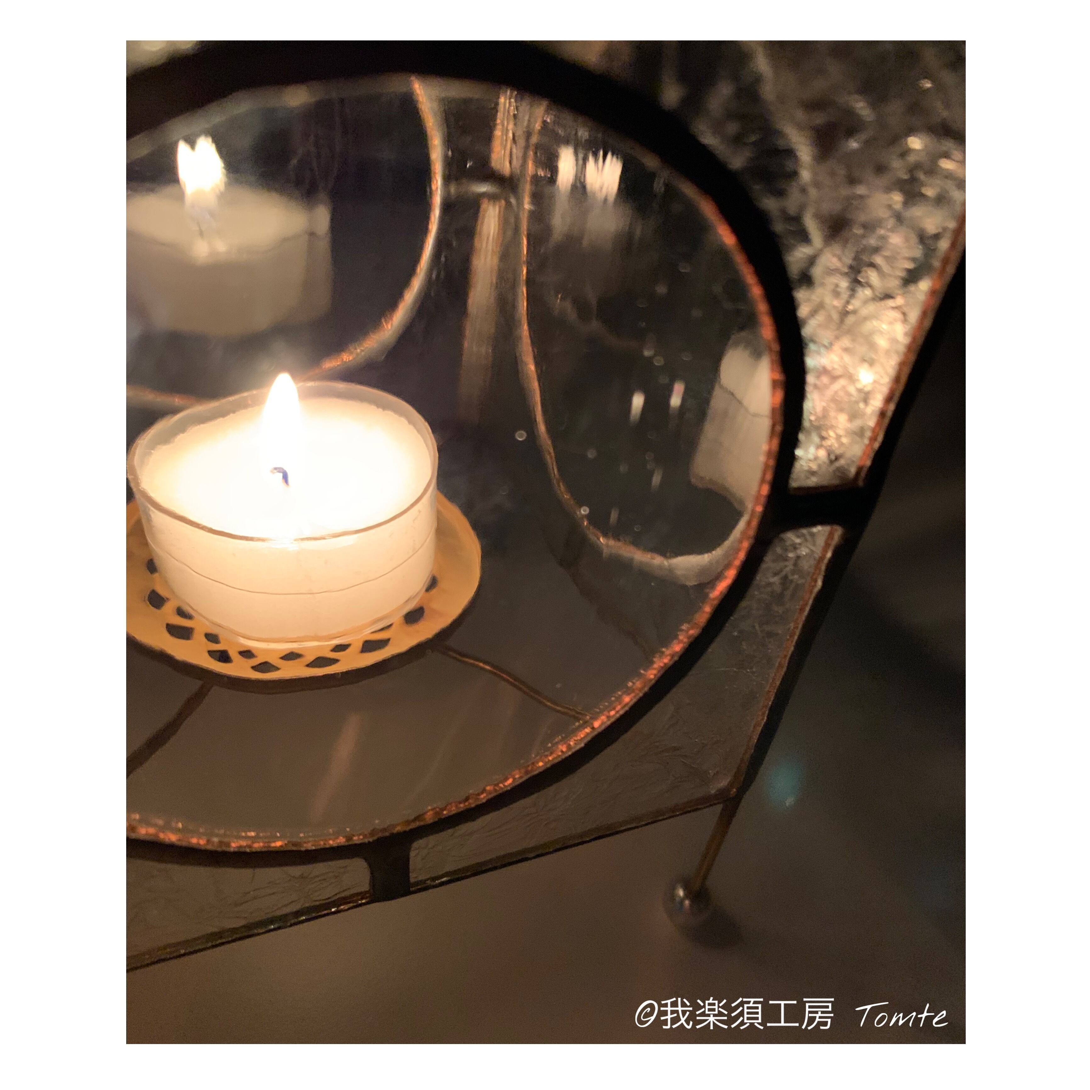 ミッキーマウス　ステンドグラス　ティーライトキャンドルホルダー　ロウソク立て ミッキーキャンドルスタンド2点セット ミッキーマウス ステンドグラス