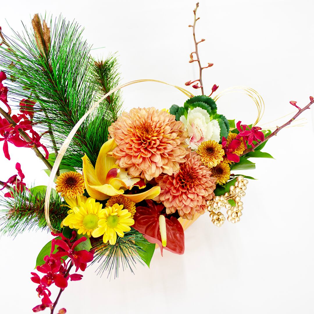 2026迎春アレンジメントM（オレンジ】｜迎春アレンジメント｜フラワー