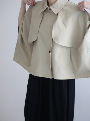 flap chino shirt cape (beige)