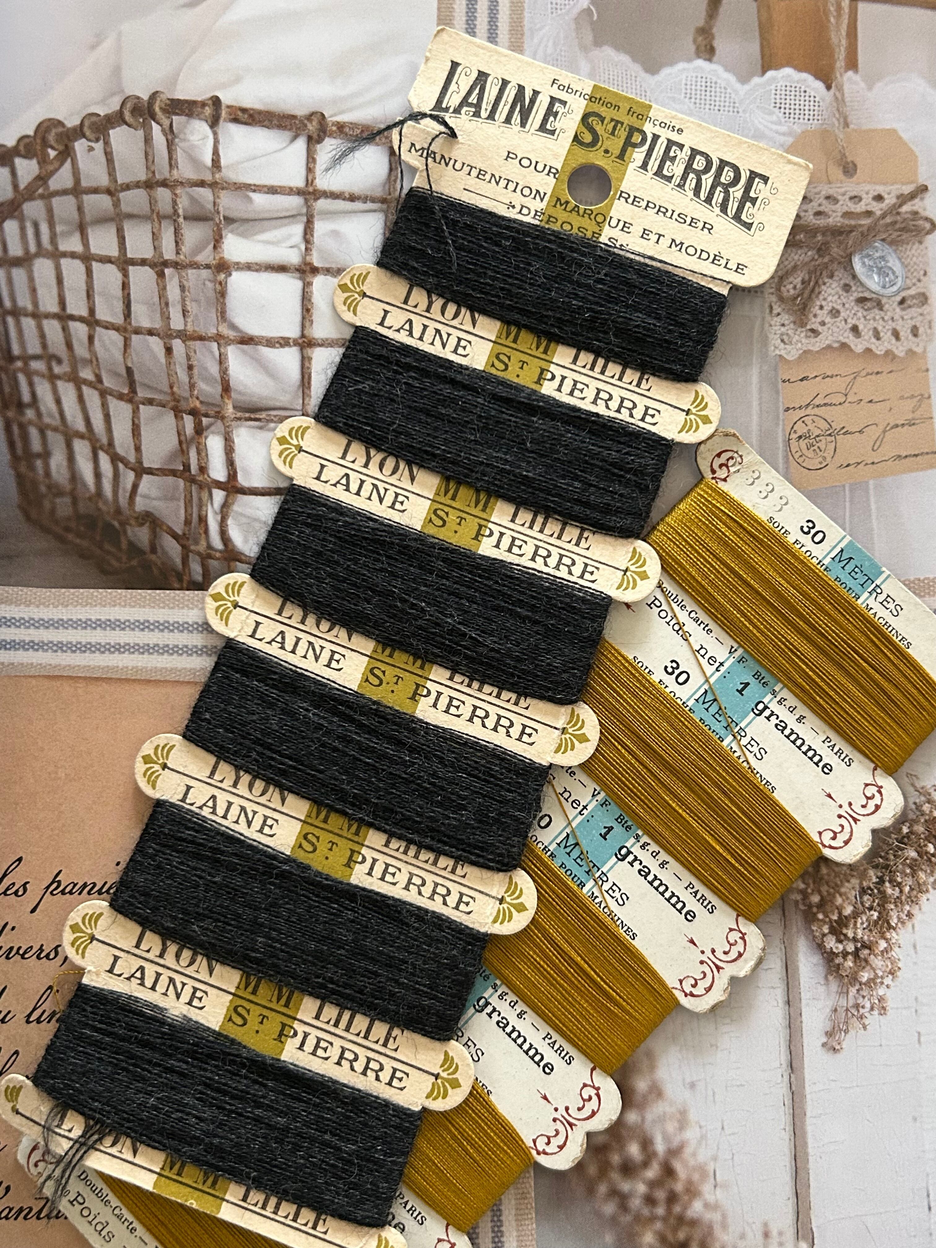 フランスアンティーク 糸巻き LAINE St-PIERRE グレー系 未使用 インテリア小物 撮影小物