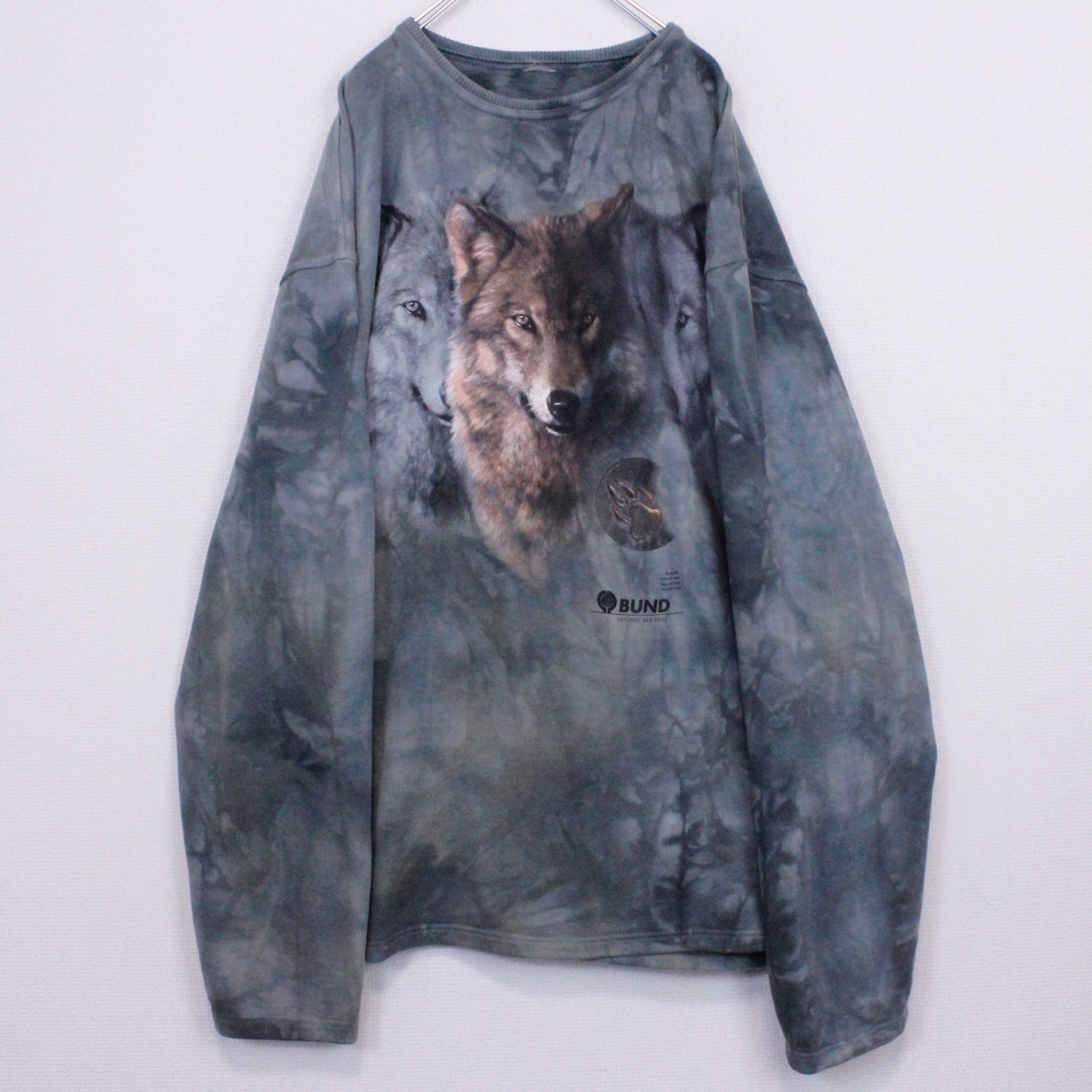 【Caka act2】Wolf Print Design Loose Sweatshirt | Caka(カカ）下北沢古着屋、セレクトショップ