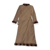 KANEKO ISAO カネコイサオ レッキス ファー付き ガウン風 コート /ベージュ レディース