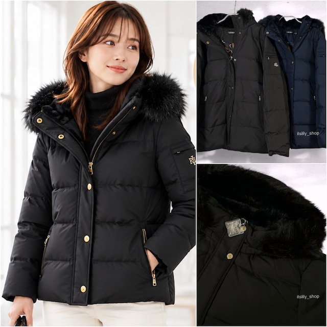 【S/M/L】 Lauren Ralph Lauren ファーフード 中綿ロングコート
