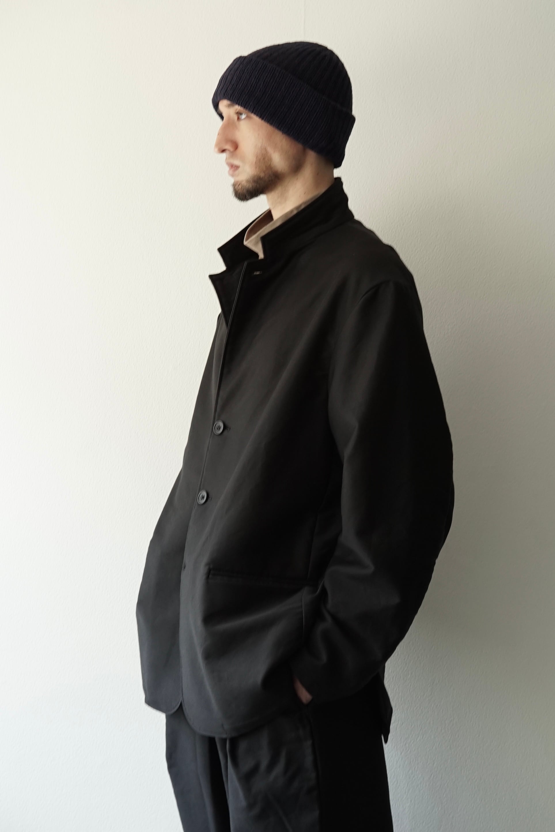 Cotton/Silk Mole Skin / Classic Jacket (Brushed_BLACK) | C O L I N A