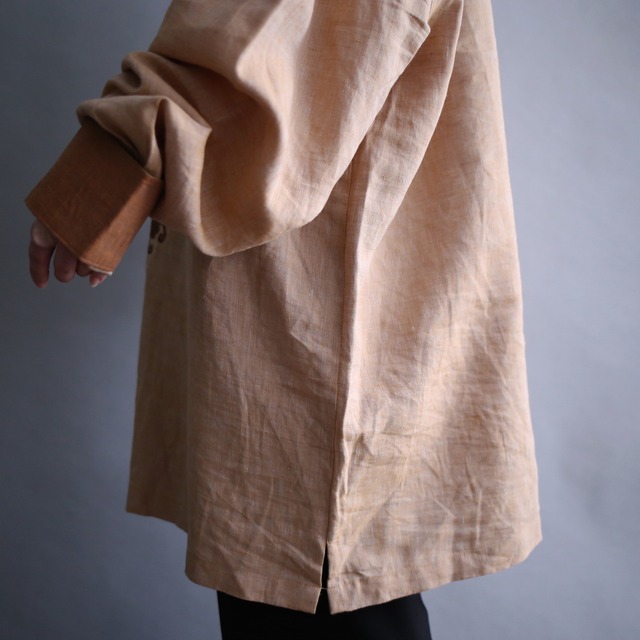 "刺繍" bi-color switching and embroidery design 2XL over size shirt jacket