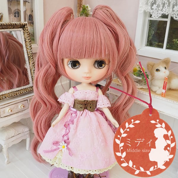 ミディブライス ウィッグ 姫バングツーテール フェアリーピンク 7.5インチ/ドール | Bonbon rouge Doll wig shop  powered by BASE