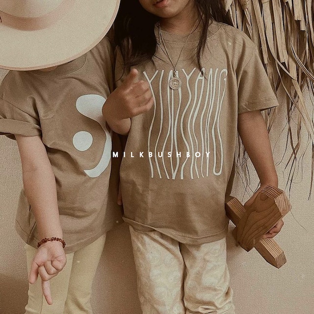 KIDS Tee〈yin yang MOJI〉太陽　月　陰陽　親子お揃い