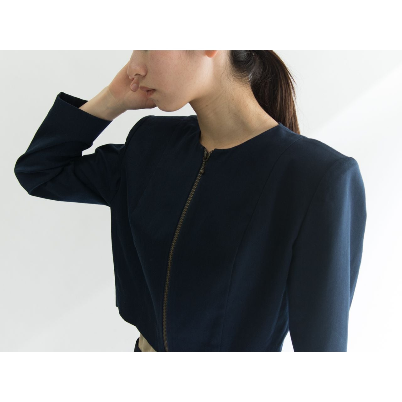 【Yves Saint Laurent】Made in Japan collarless jacket（イヴサンローラン ノーカラージャケット）5b