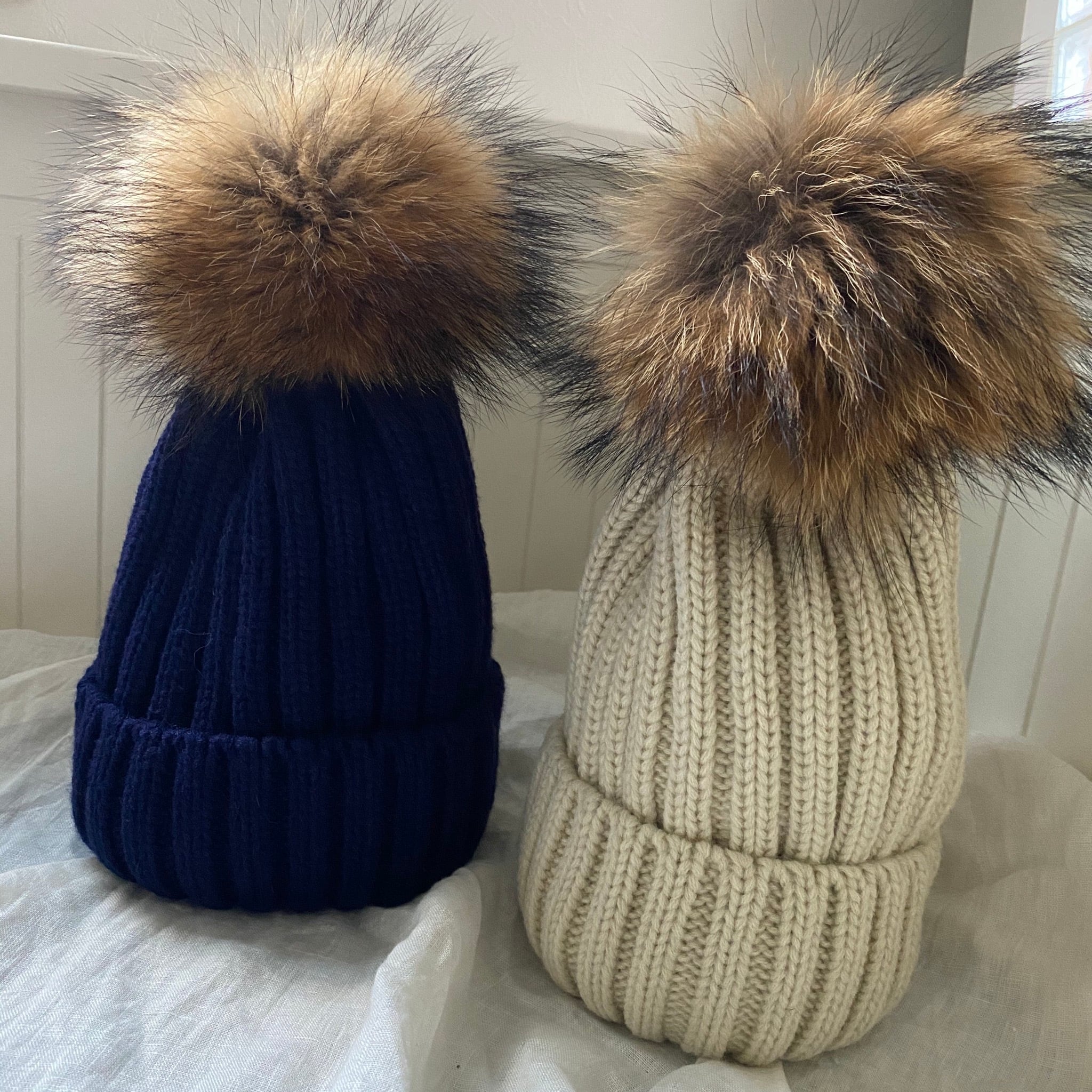 18cm ビッグポンポン ラクーンファーニット帽 5colors | Faboutique