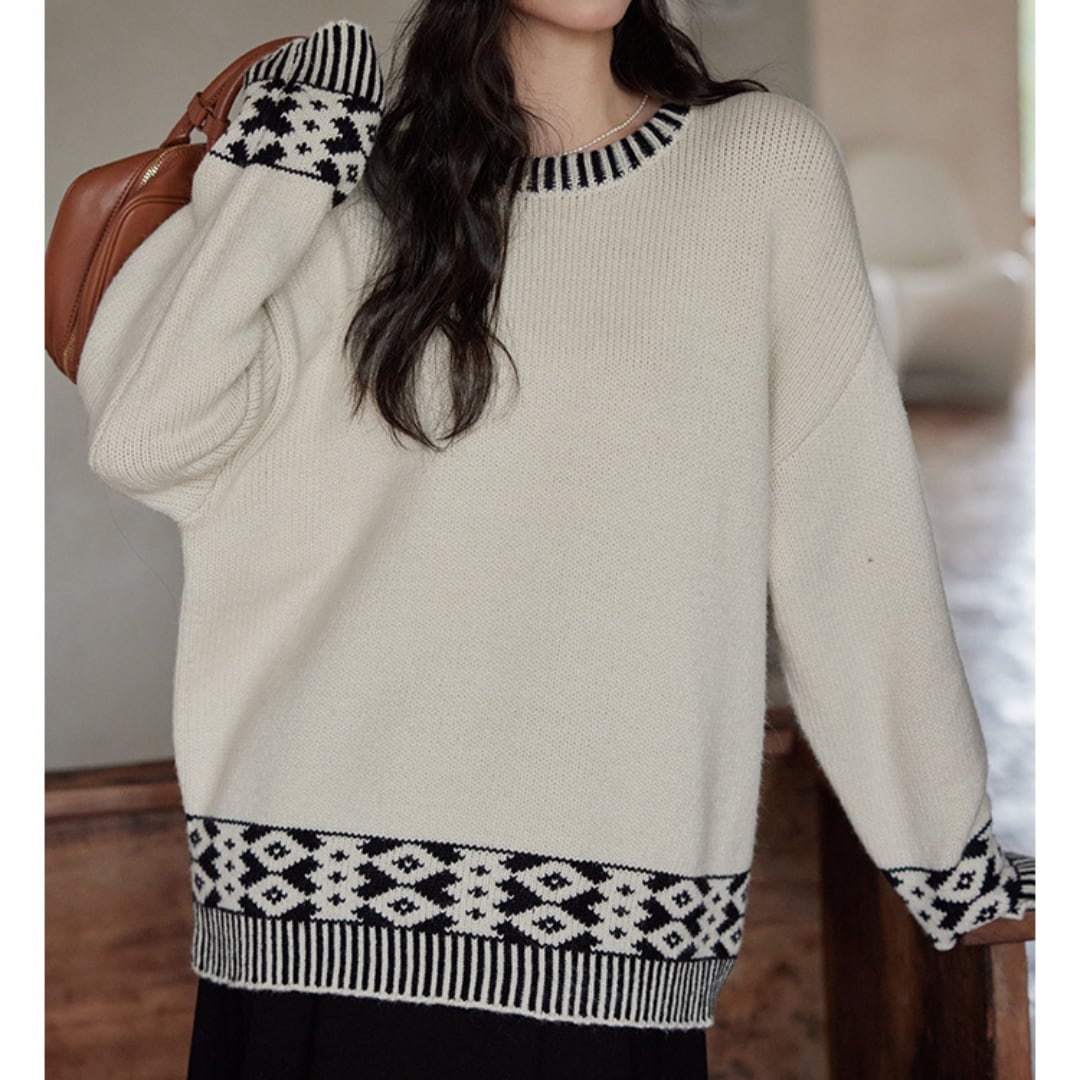 fashionable foreign style retro sweater with hat