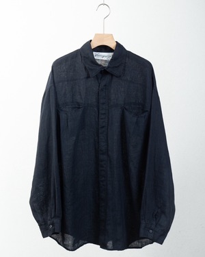 fly-front all linen shirt / Made In USA