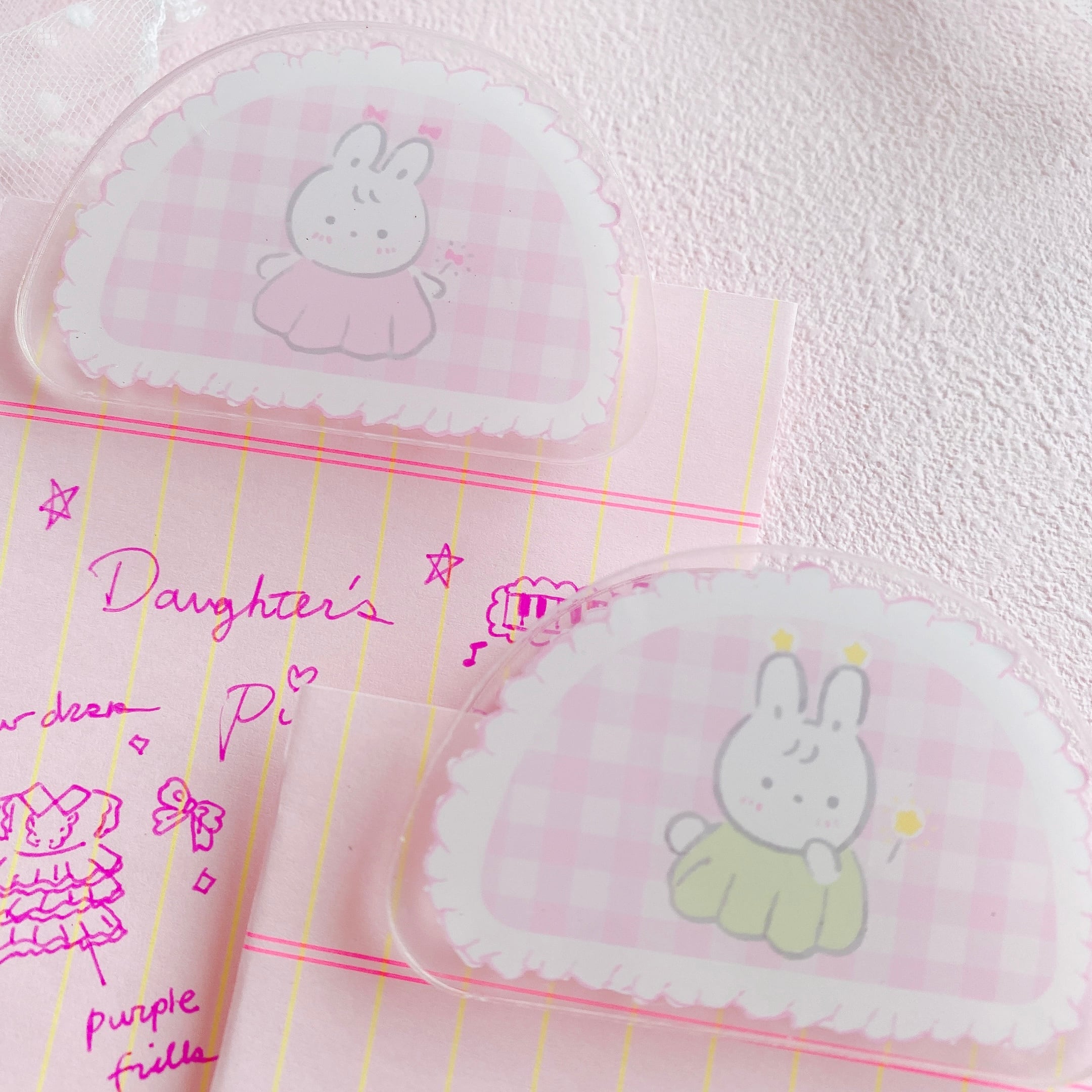 バレエうさぎのアクリルクリップ(ふりふりピンク)