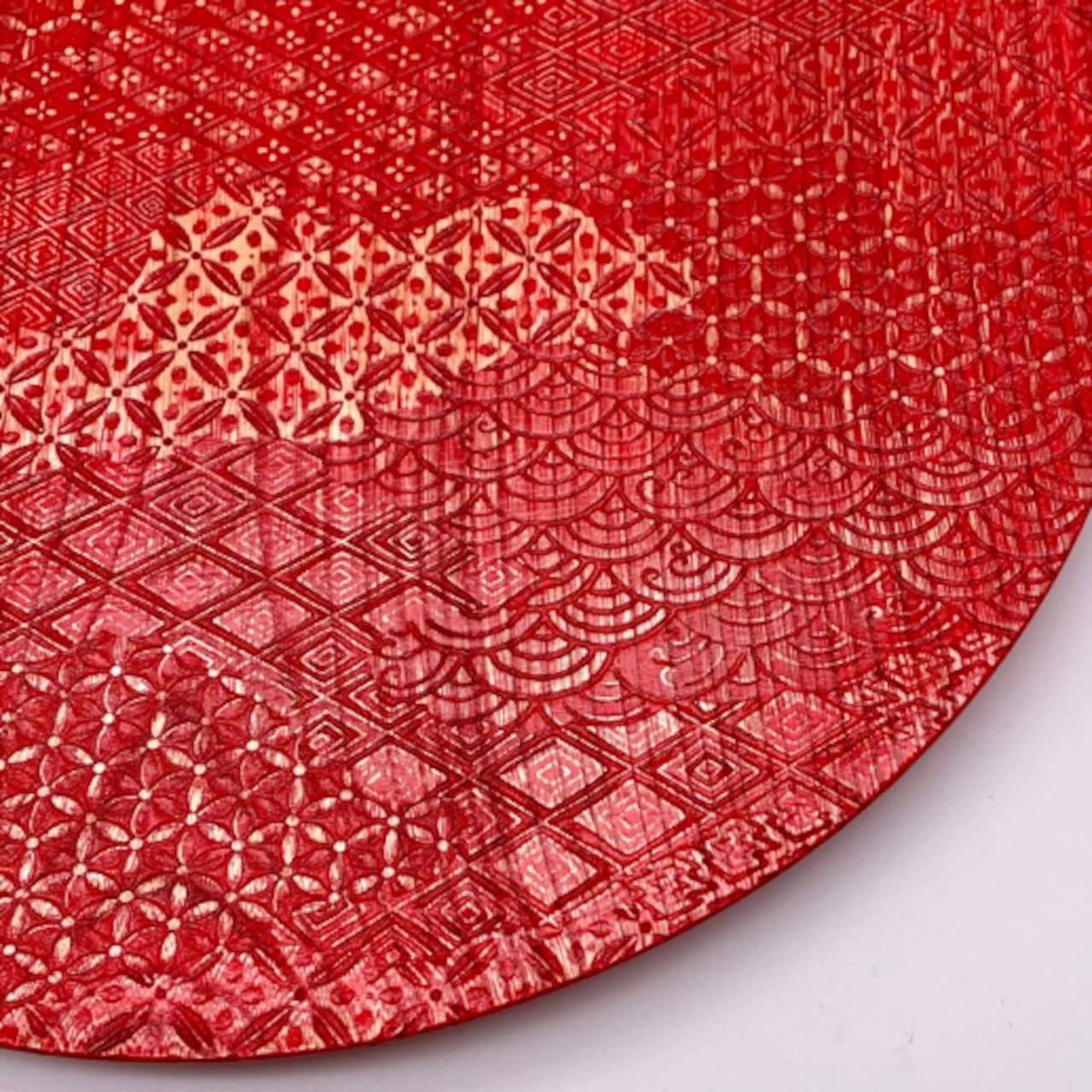 【大皿】京小紋 -赤  Large plate, Platter, Ornamental plate