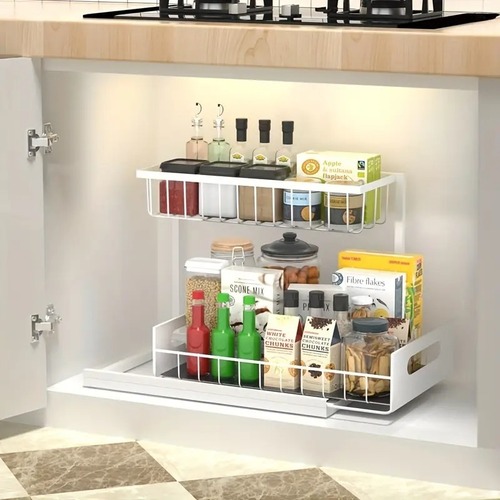 キャビネット 引き出し式 白 ホワイト 黒 ブラック シンク下 収納 ラック シンプル