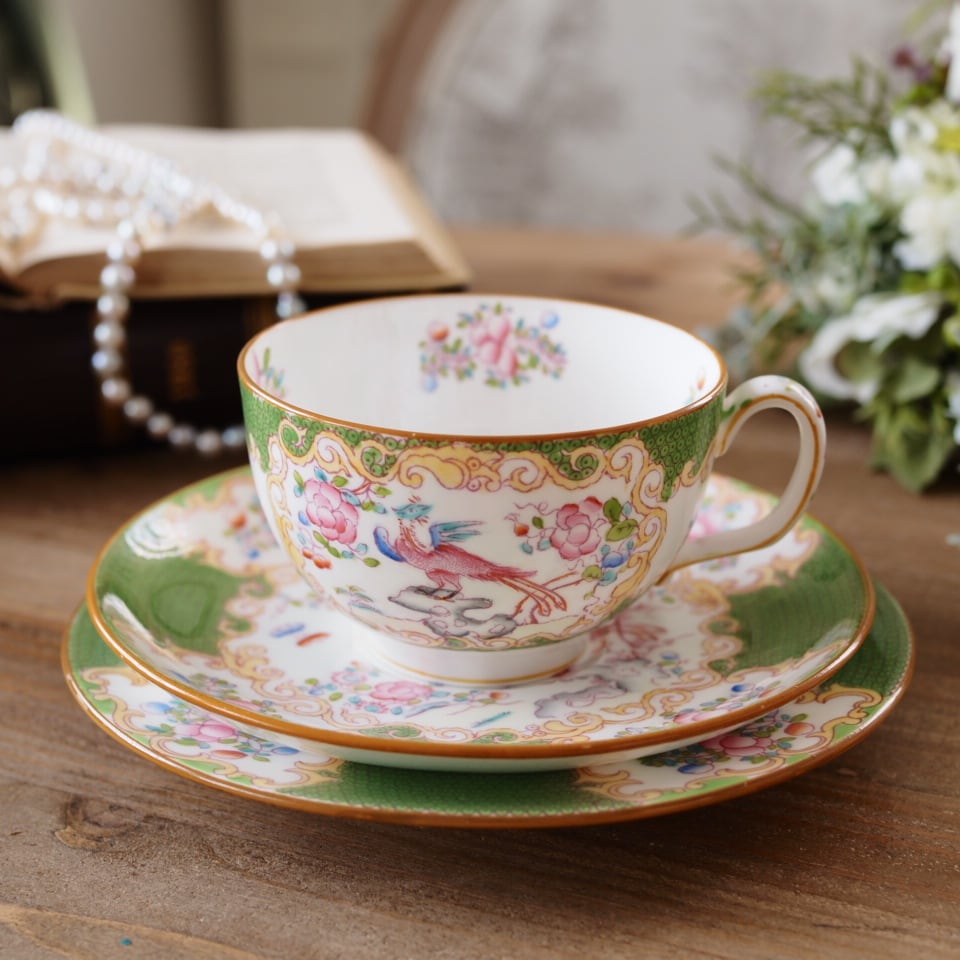 ◆【希少】古城の描かれたティーカップ＆ソーサーセット 花食器アンティークレトロ② VINTAGE - ◇【希少】古城の描かれたティーカップ＆ソーサーセット 花