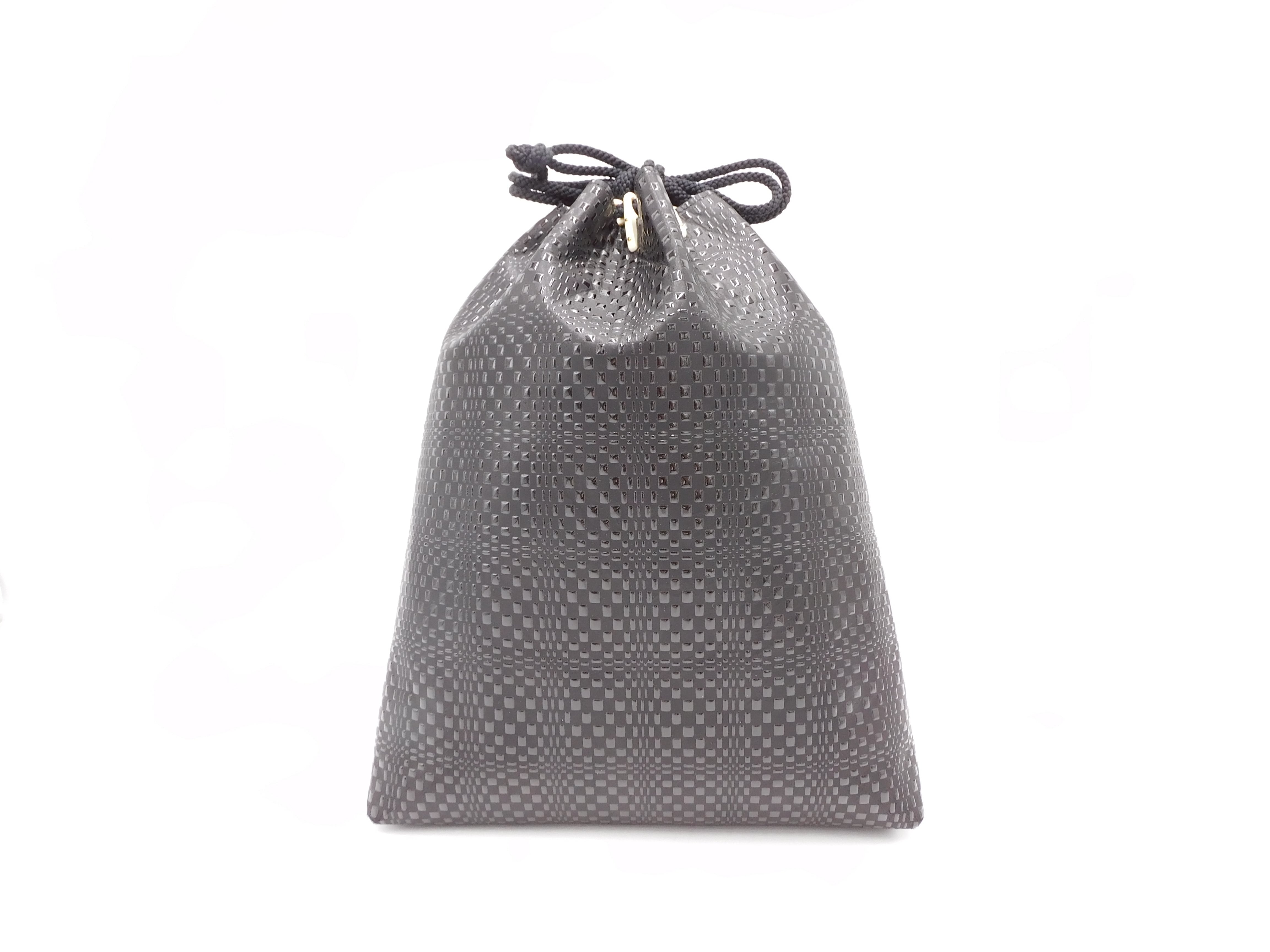 合切袋(大)黒/黒 変わり市松柄