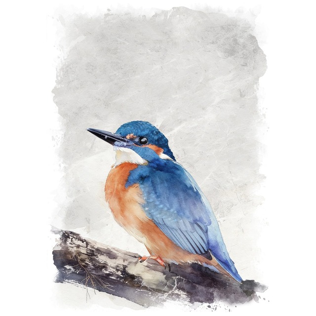 絵画 動物 鳥 カワセミ インテリアアート額付き 水彩画・油絵風 WAT1116