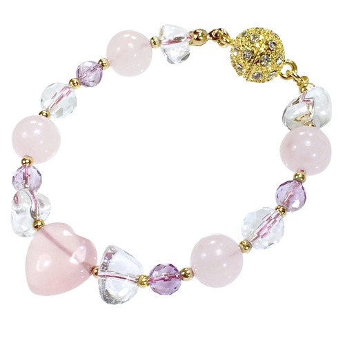 天然石 ローズクォーツ・アメシスト ブレスレット