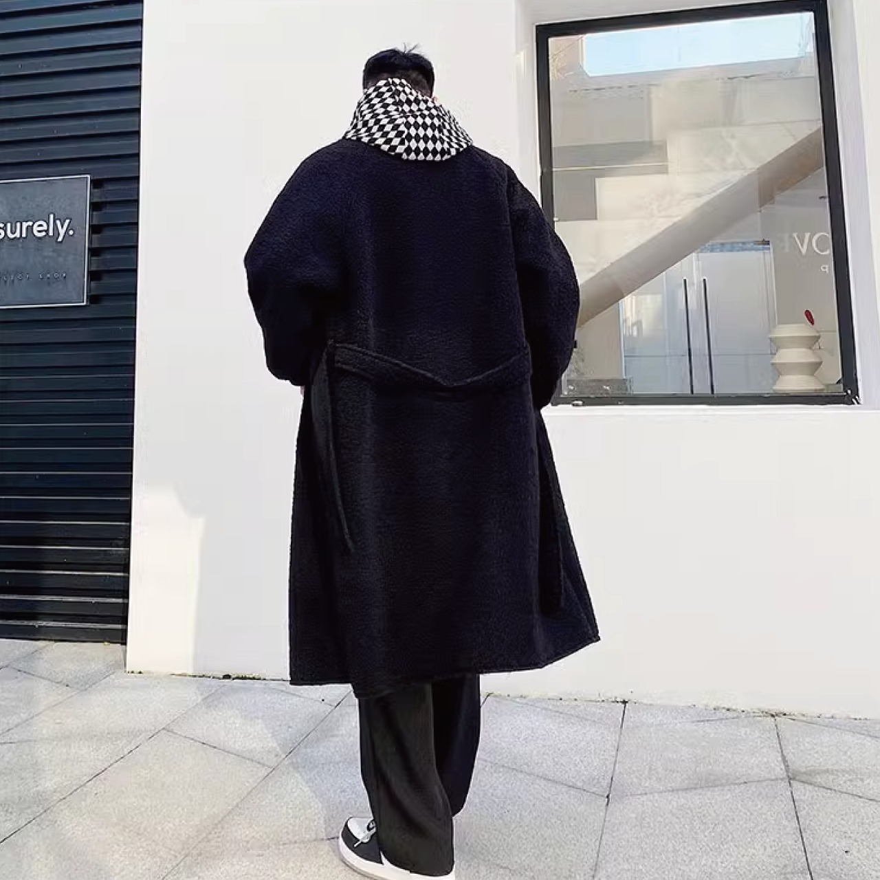 韓国スタイルラムウールロングコート　CO005