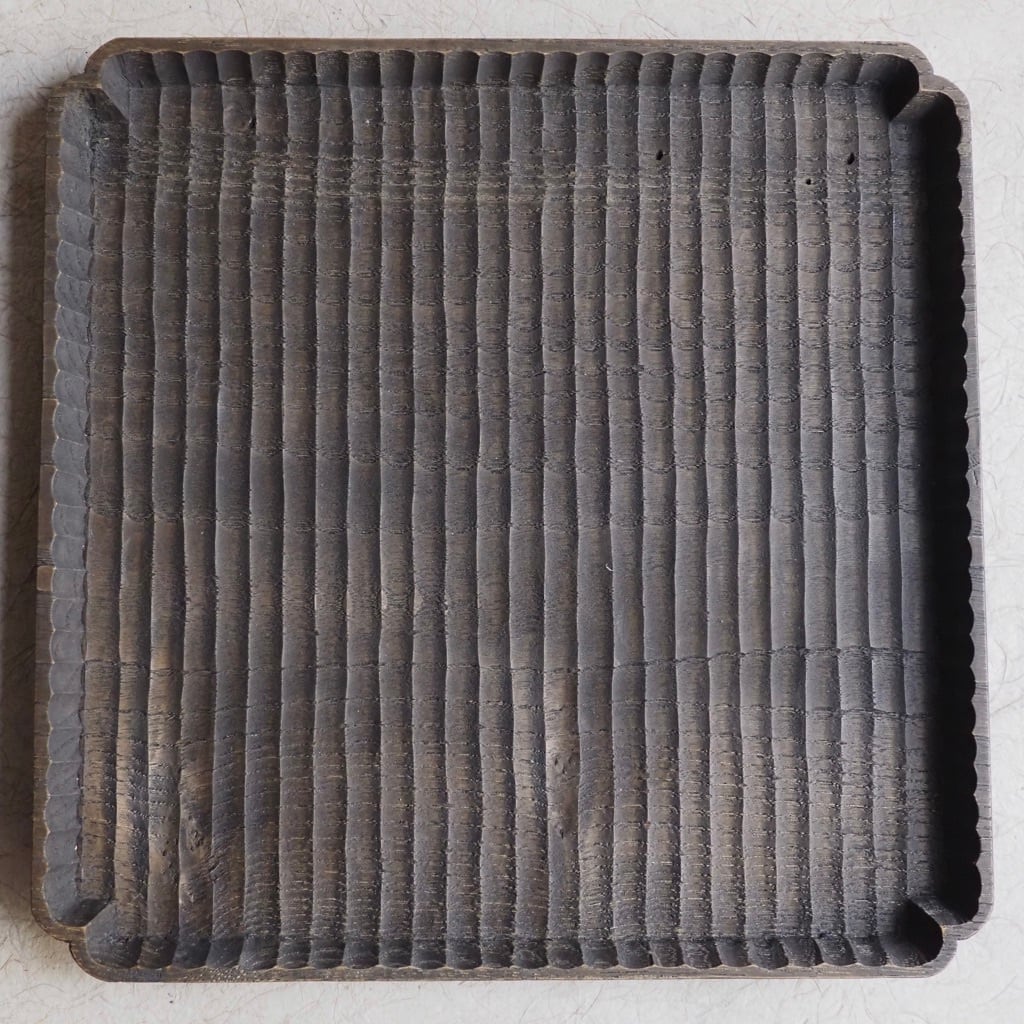 明野の小さなお盆や/入隅 我谷盆 栗 渋&墨染め オイルフィニッシュ