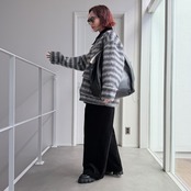 モヘアシャギーチェックCO/ブラック