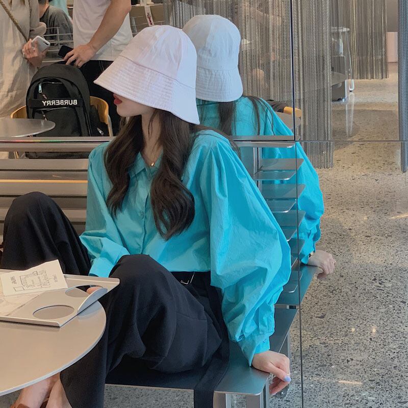 MumuIns 】 夏新作エメラルドグリーンシャツ A0258 | MumuIns