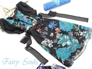 ★送料無料★シルク100%★S☆フラワ－肩ドレ－プワンピ(OPN9759) 