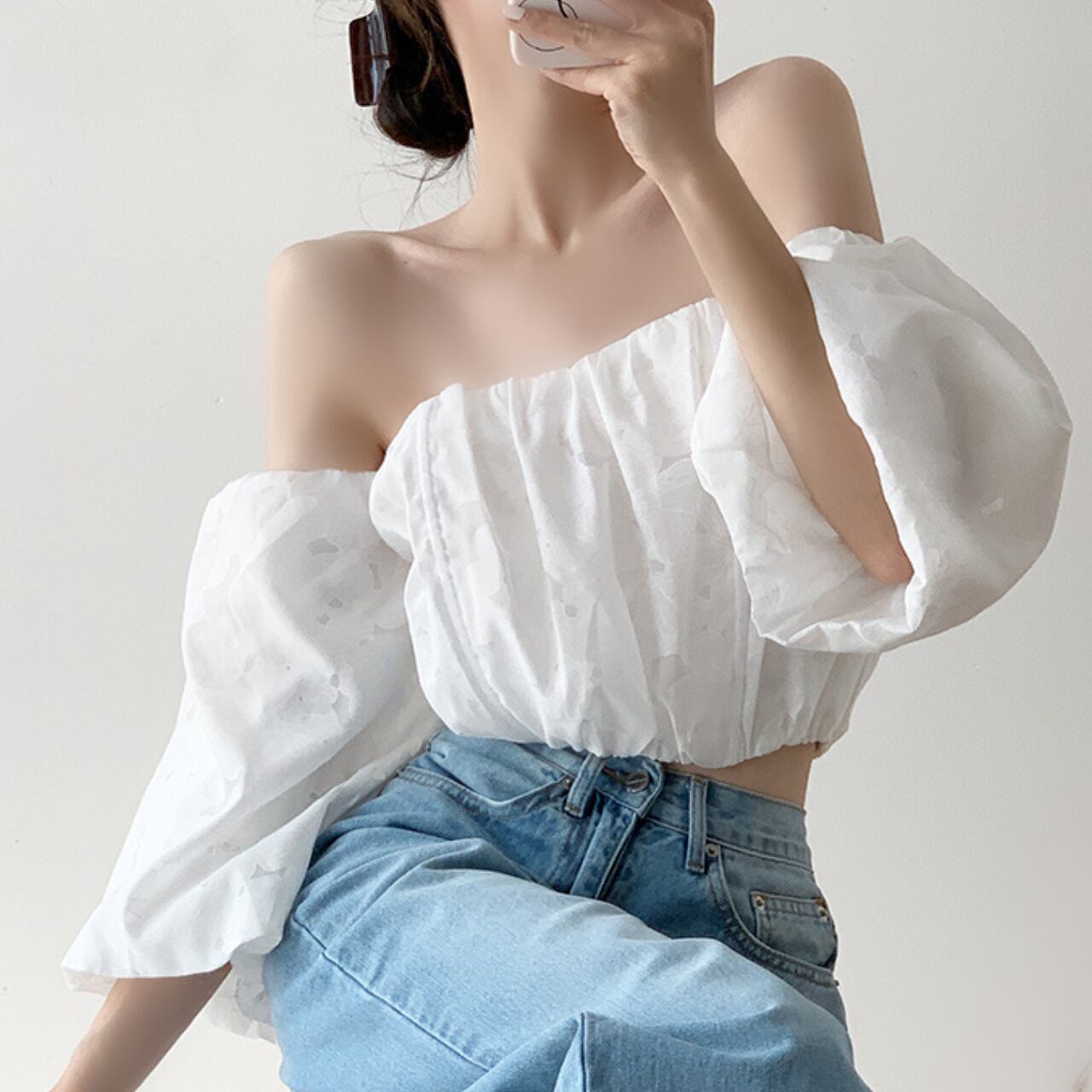 オフショルダー バルーン トップス